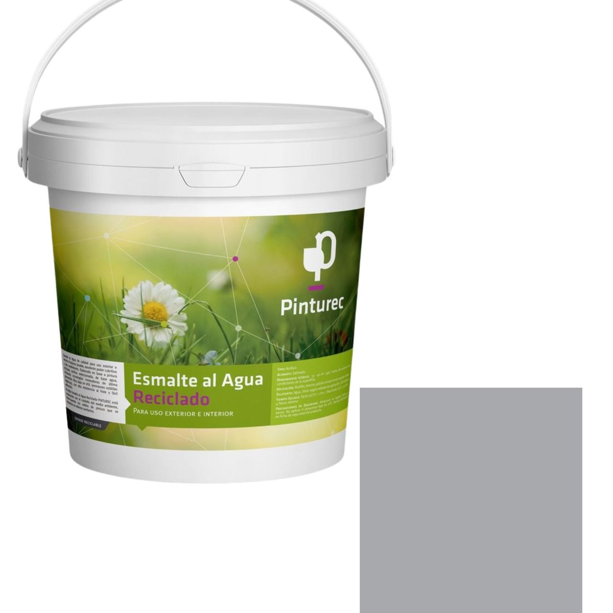PINTUREC - Esmalte al Agua Pinturec Satinado Gris Pucara 1G