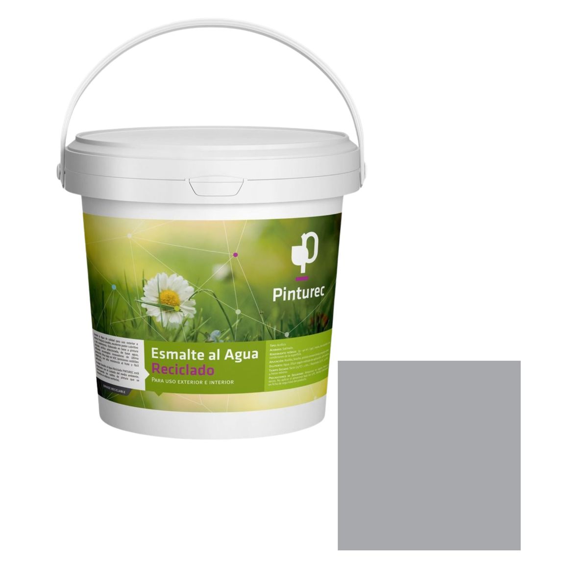 PINTUREC - Esmalte al Agua Pinturec Satinado Gris Pucara 1G