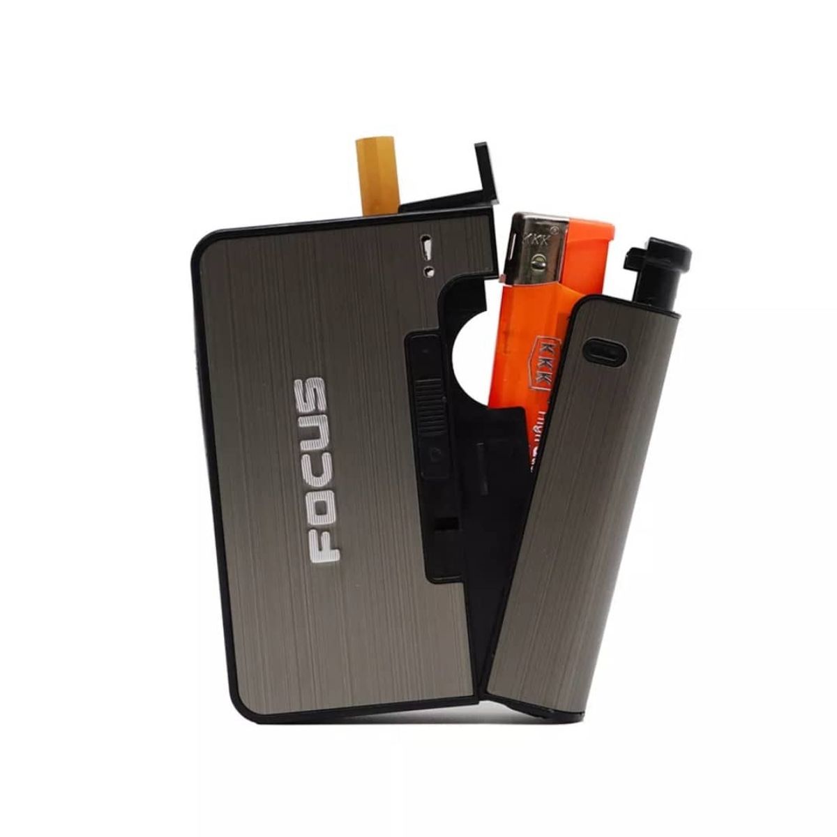 GENERICO - Cigarrera Automática Focus Para 10 Unidades Dorado con Encendedor