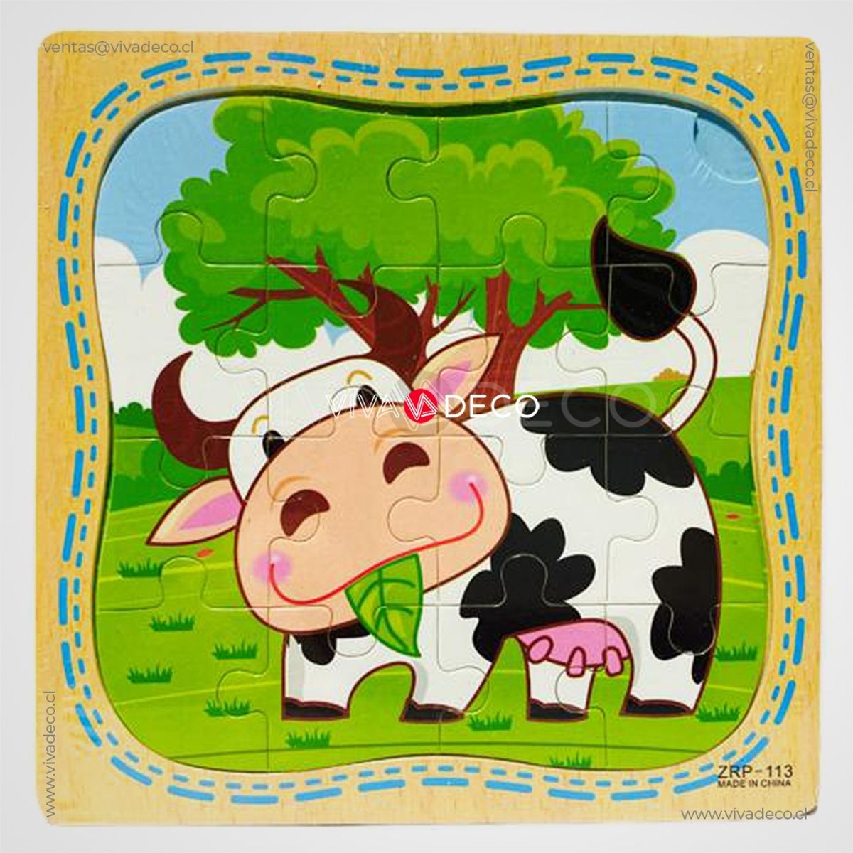 UNIVERSAL - Puzzle Infantil Rompecabeza de 16 Piezas Cada Una VACA