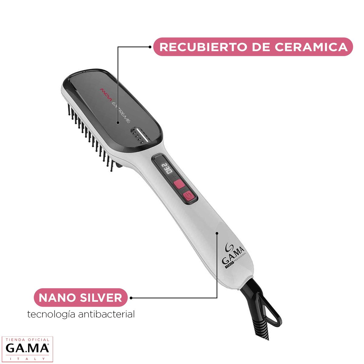 GAMA - Cepillo Gama Innova Hotbrush Extreme Digital Alisador Anti Frizz
