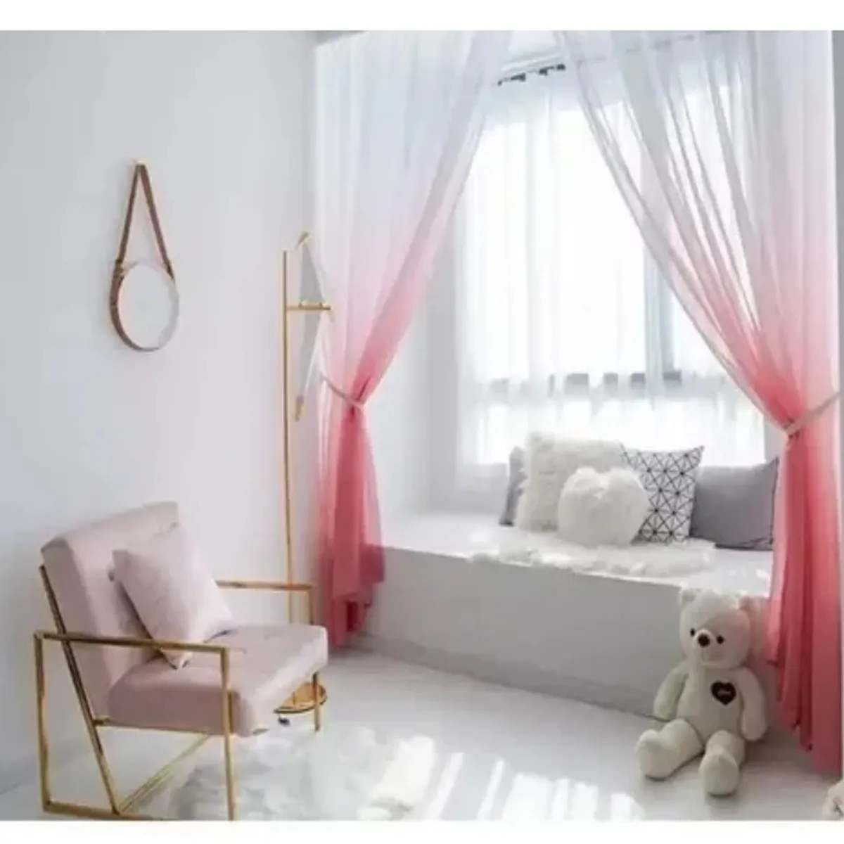 GENERICO - Set x 2 Velos Visillos Degradé Coral 140x230 Cm. 2 Paños