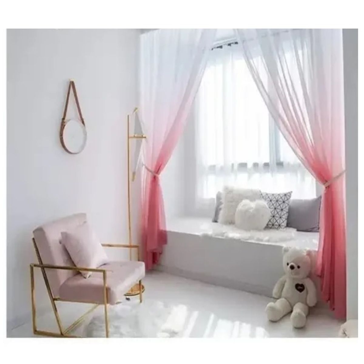 GENERICO - Set x 2 Velos Visillos Degradé Coral 140x230 Cm. 2 Paños