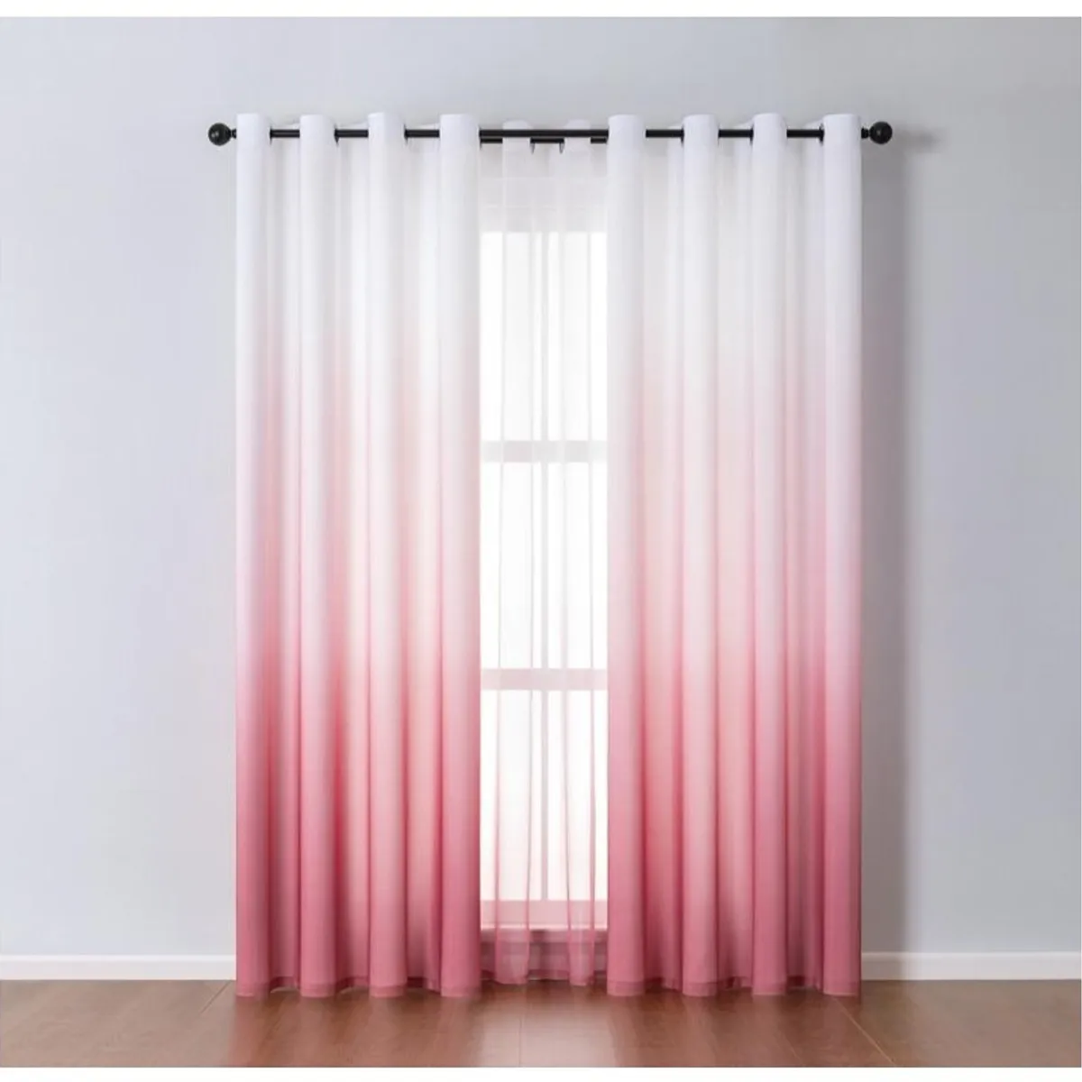 GENERICO - Set x 2 Velos Visillos Degradé Coral 140x230 Cm. 2 Paños