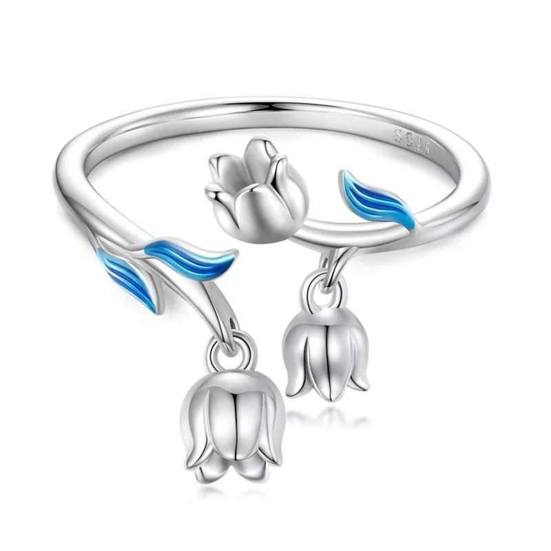 GENERICO - Anillo flor de lirio plata 925 ajustable joya elegante mujer