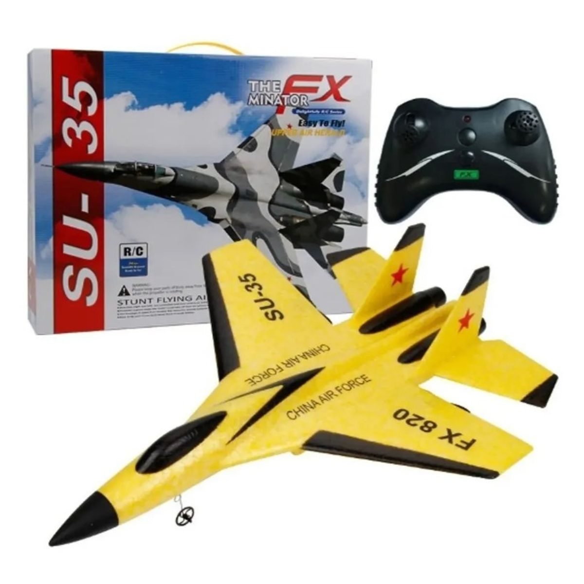 GENERICO - Avión Control Remoto Planeador Acrobático Teledirigido Su-35 Amarillo