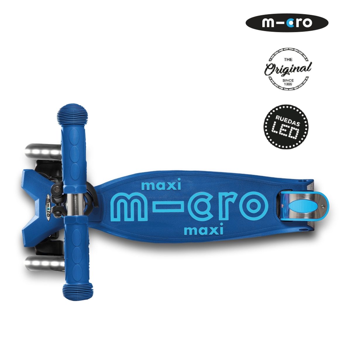 MICRO - Scooter Micro Maxi Deluxe LED Azul Marino, Niños 5 a 12 años