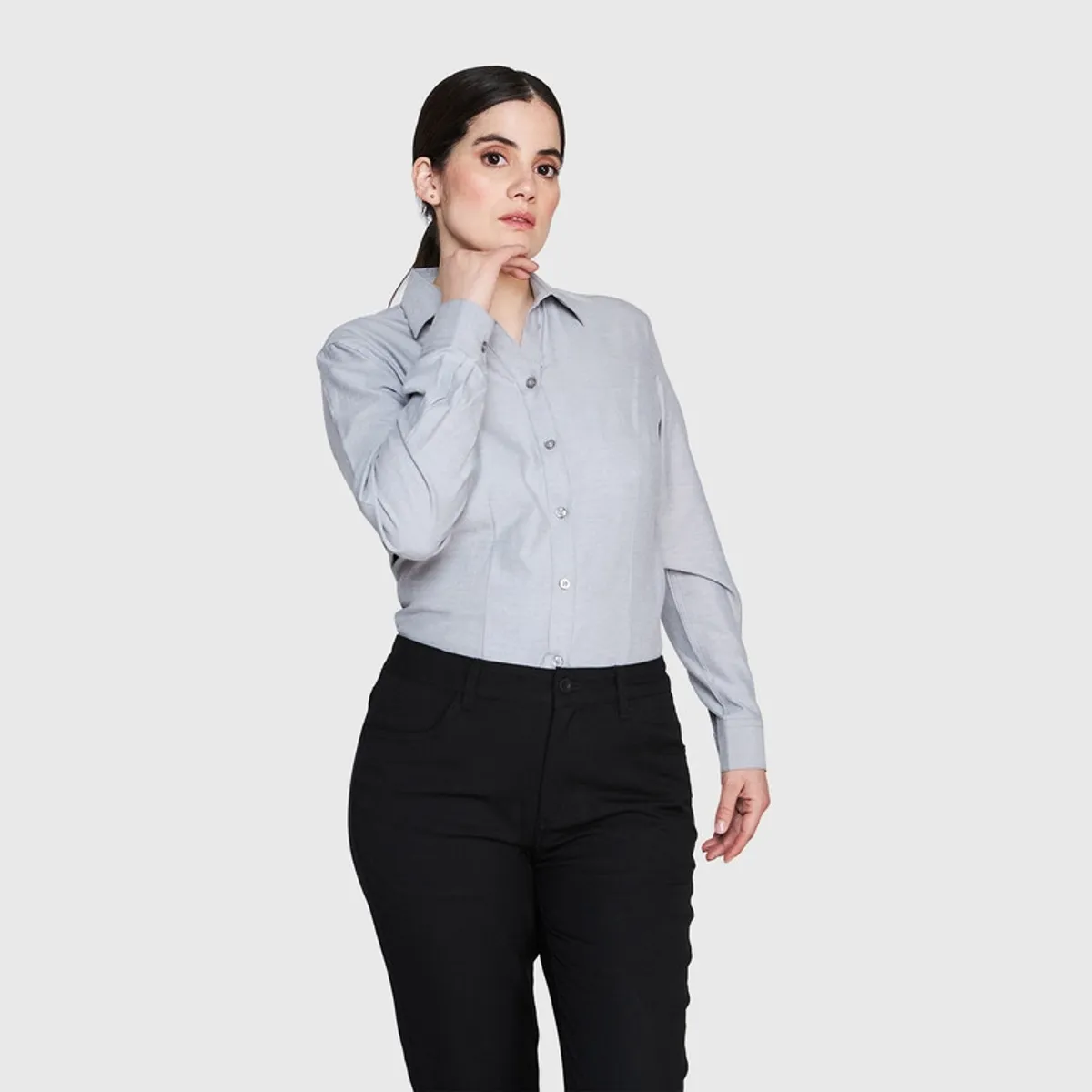 JAYSON - Blusa Oxford Cuello V M/L