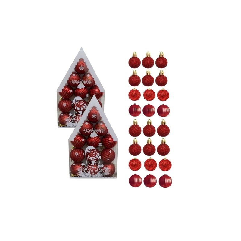 GENERICO - Esferas Navidad Decorativa Adorno Navideño Bambalina Rojo 24 UNID