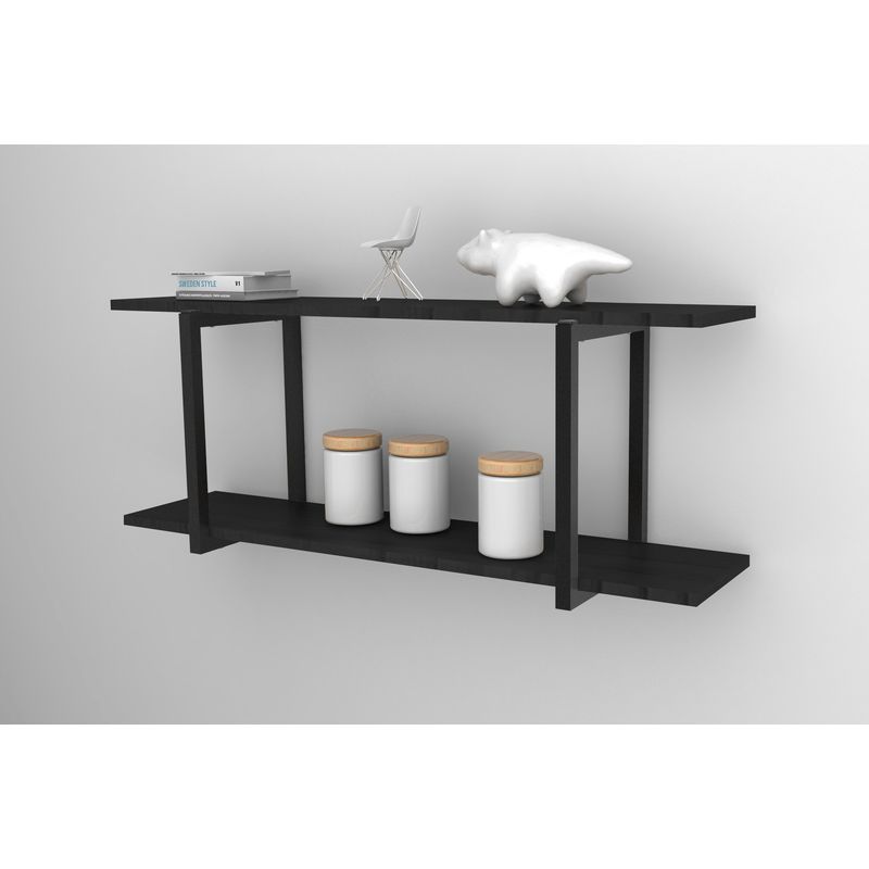 BRASFORMA - Repisa tipo Industrial 2 tablas 90x20 cm NEGRO - Brasforma