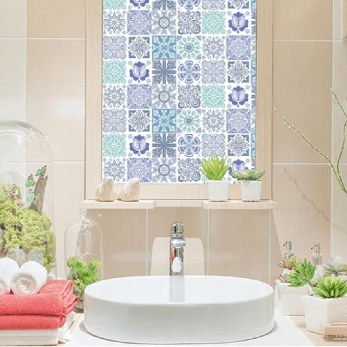 DEKOFIX - Azulejos autoadhesivos transparentes Aqua