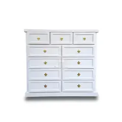 RUSTIC STYLE - COMODA DE 11 CAJONES BLANCA.