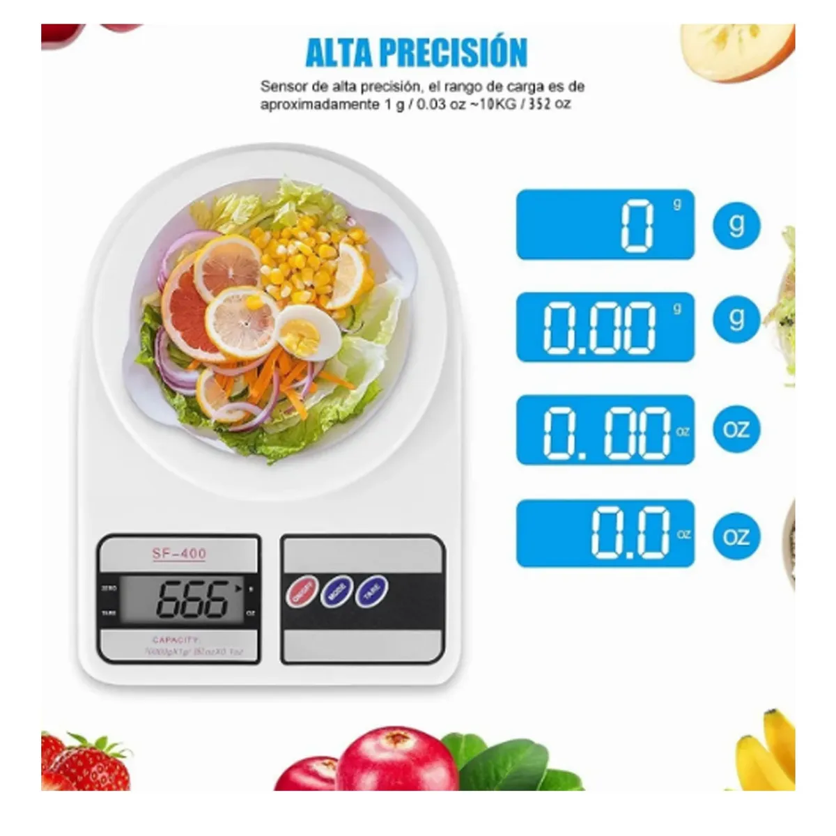 EVERSO - Bascula Digital Gramera Para Cocina Para Alimentos 10kg.