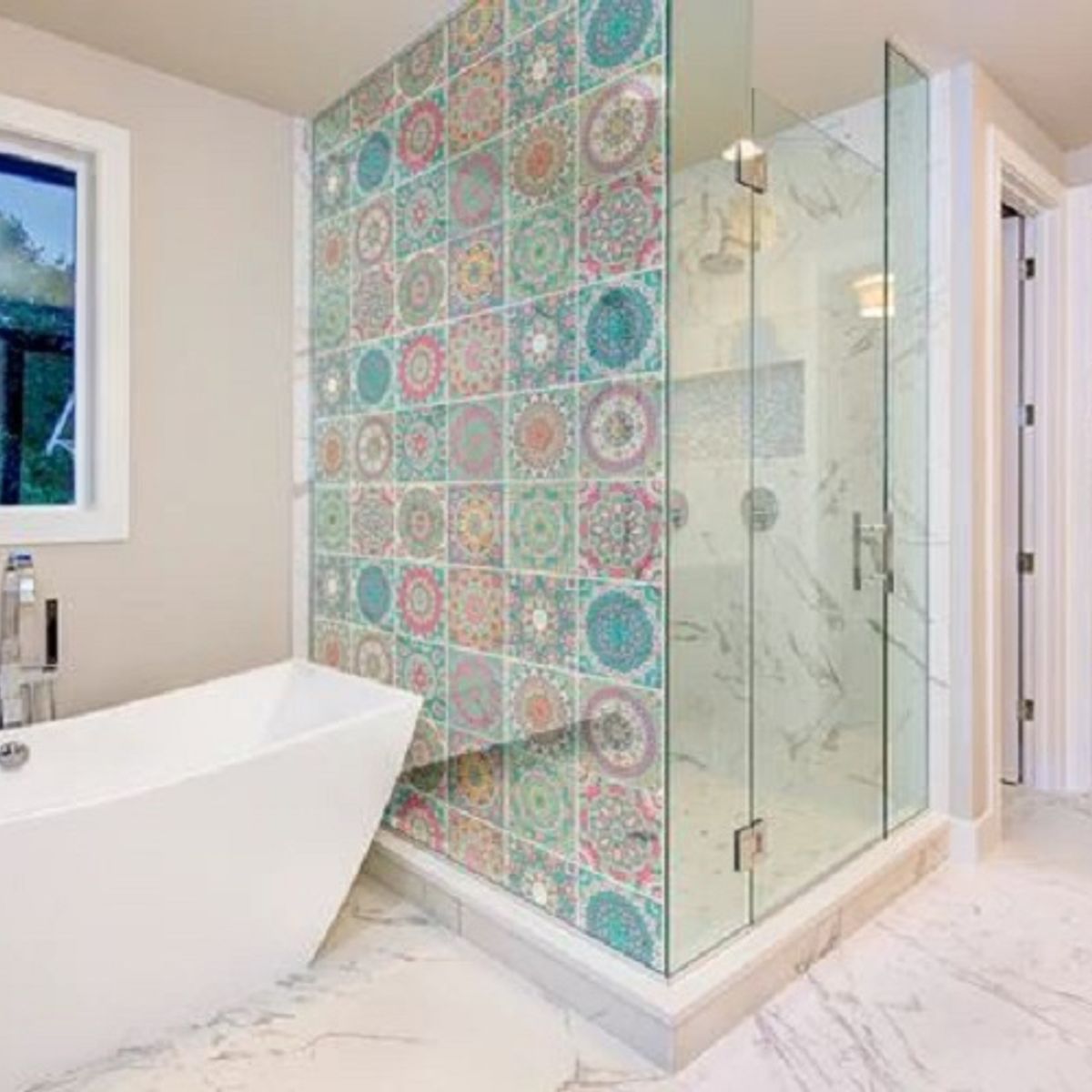 DEKOFIX - Azulejos autoadhesivos transparentes Mandala