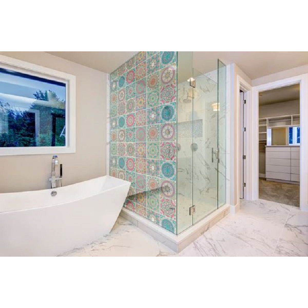 DEKOFIX - Azulejos autoadhesivos transparentes Mandala