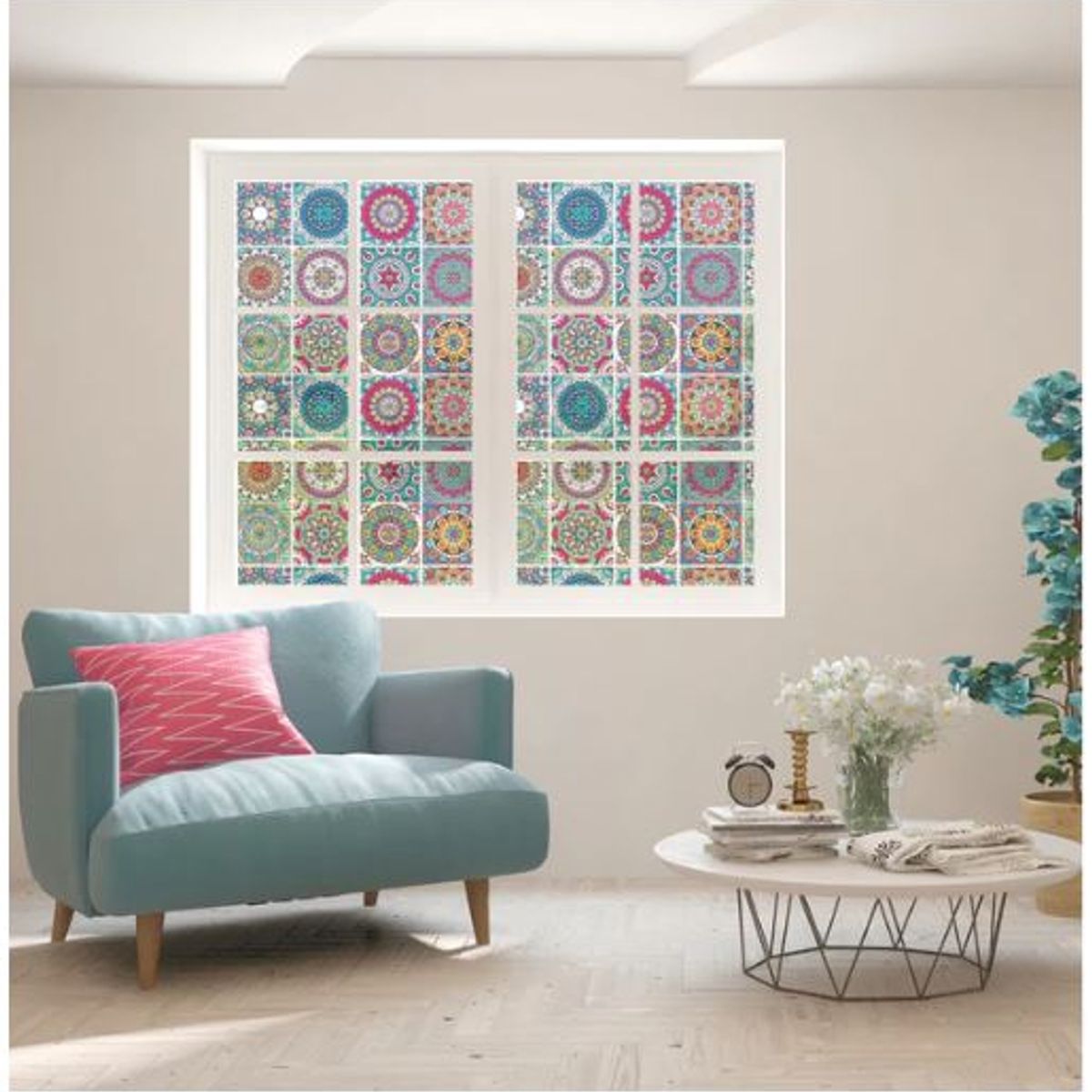 DEKOFIX - Azulejos autoadhesivos transparentes Mandala