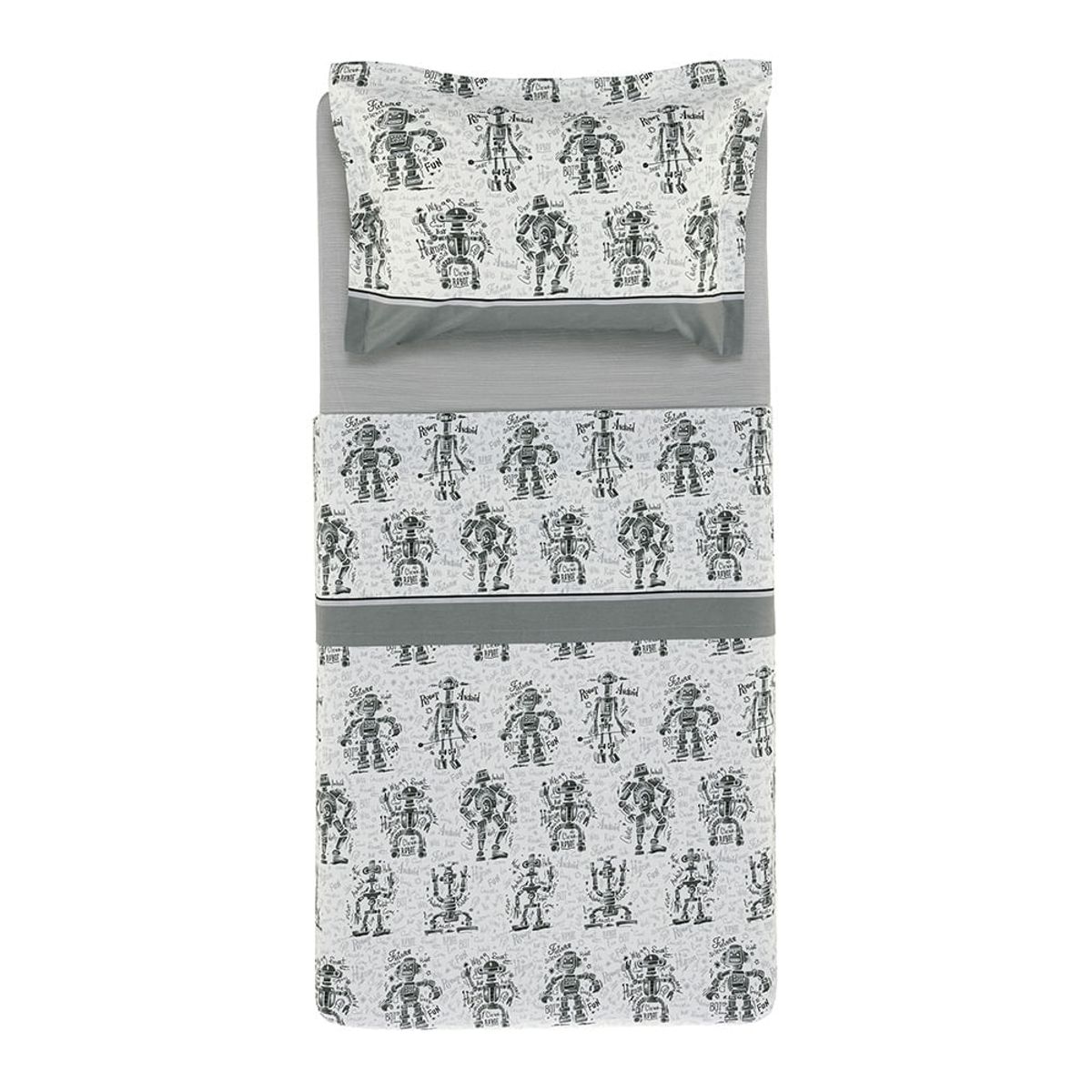 KARSTEN - Juego de sábanas Karsten Robots 1.5 plazas 180 hilos
