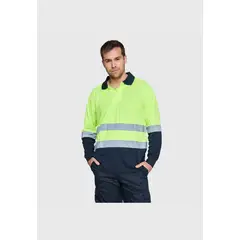 JAYSON - Polera Dry Fit Bicolor Cuello Camisero AV Manga Larga