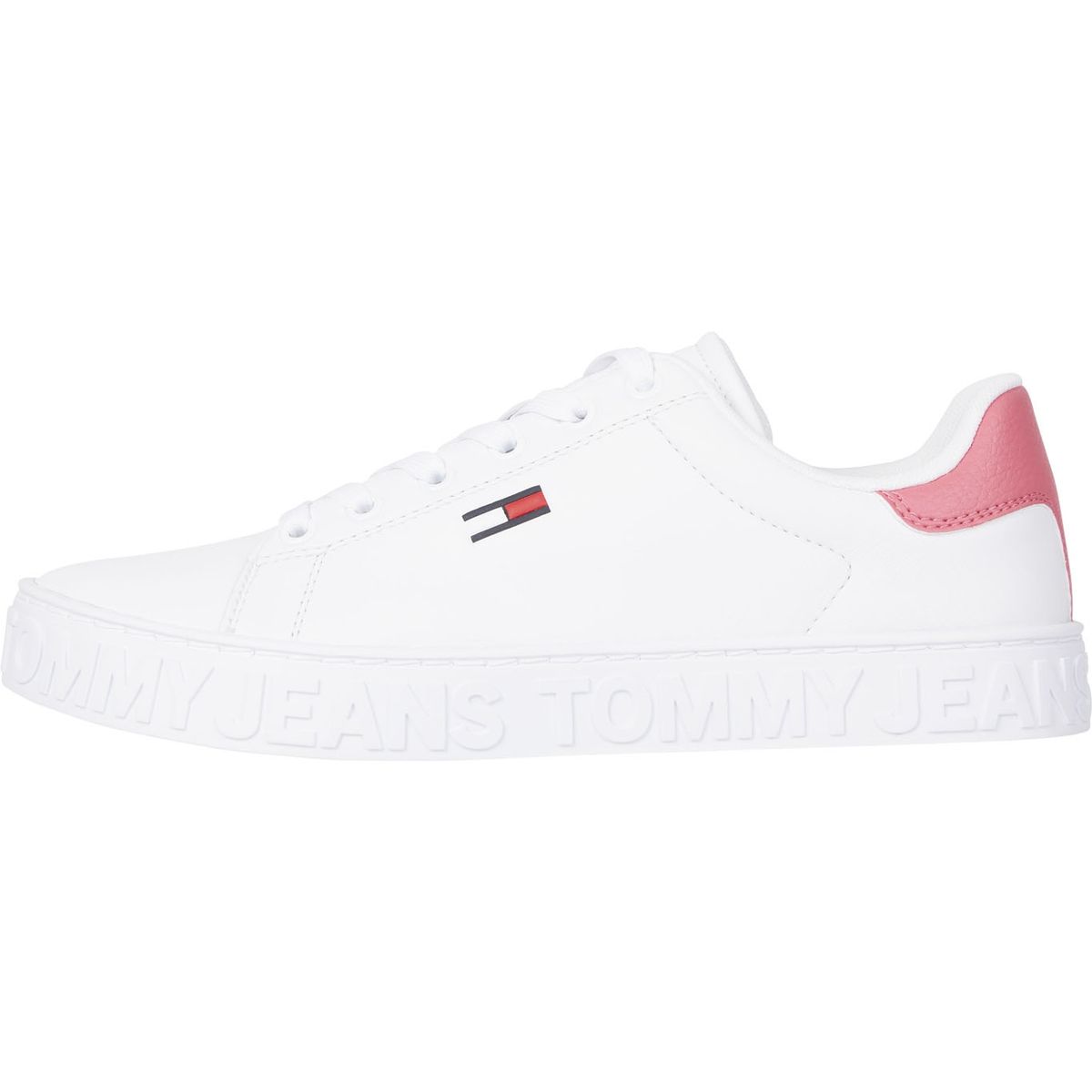 TOMMY HILFIGER - Zapatillas De Cuero Con Logo Y Suela Cupsole Blanco Tommy Hilfiger