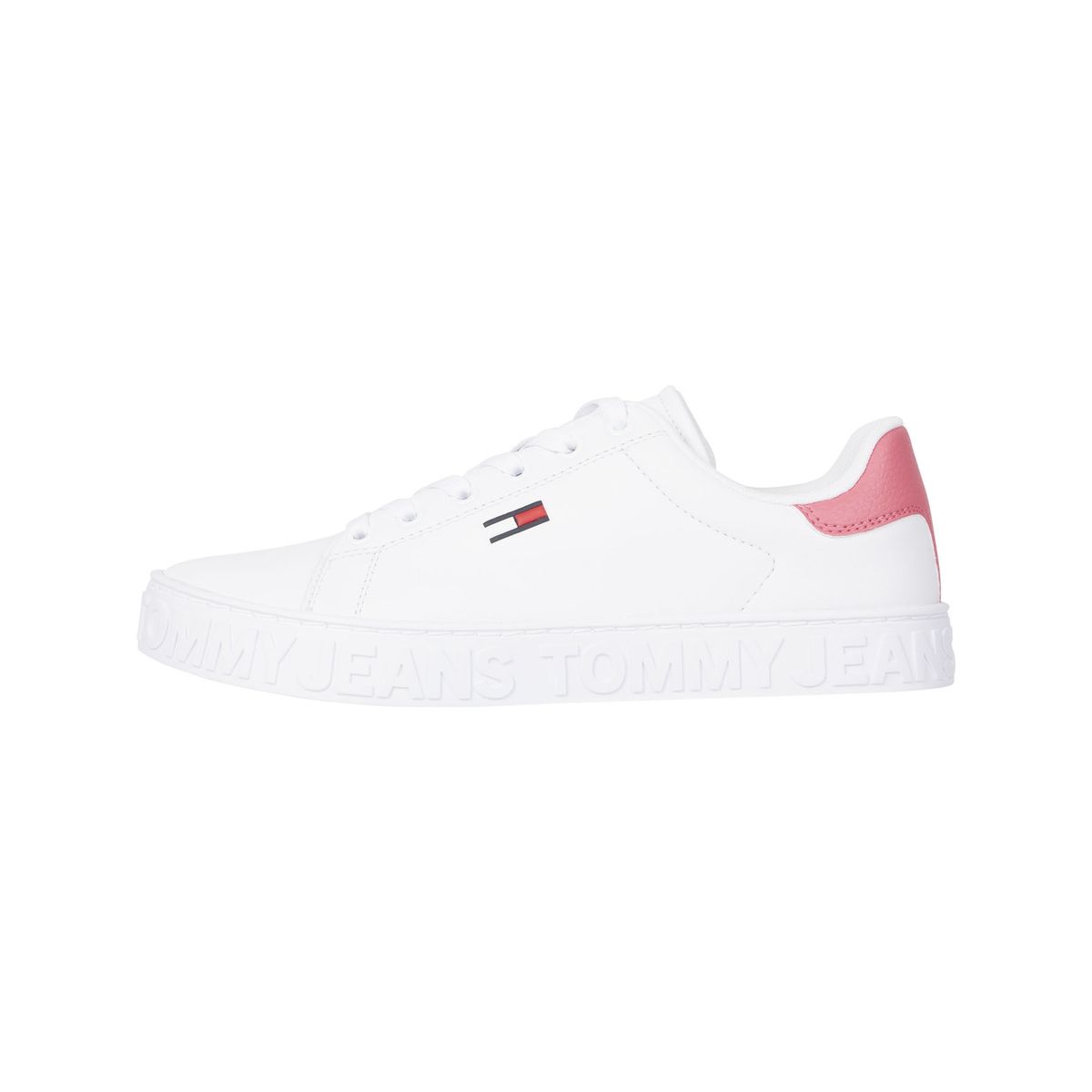 TOMMY HILFIGER - Zapatillas De Cuero Con Logo Y Suela Cupsole Blanco Tommy Hilfiger