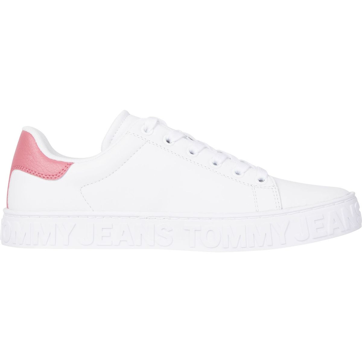 TOMMY HILFIGER - Zapatillas De Cuero Con Logo Y Suela Cupsole Blanco Tommy Hilfiger