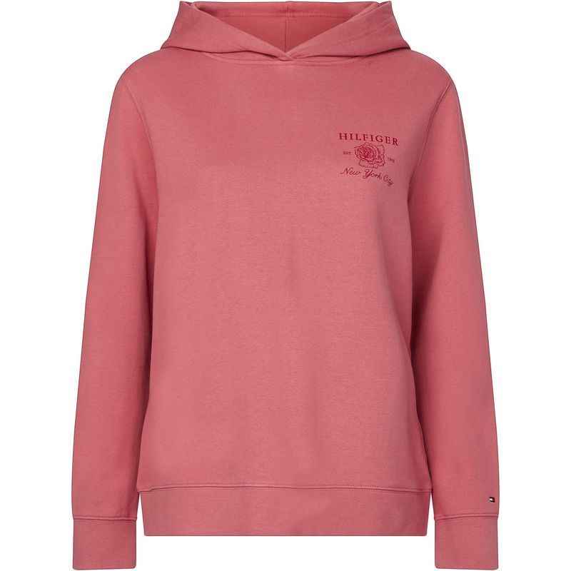 TOMMY HILFIGER - Polerón Hoodie De Algodón Con Logo Rosado Tommy Hilfiger