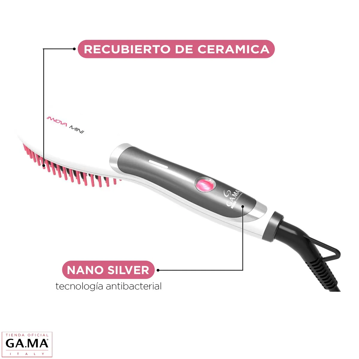 GAMA - Cepillo Gama Innova Mini Nano Silver Cerámica