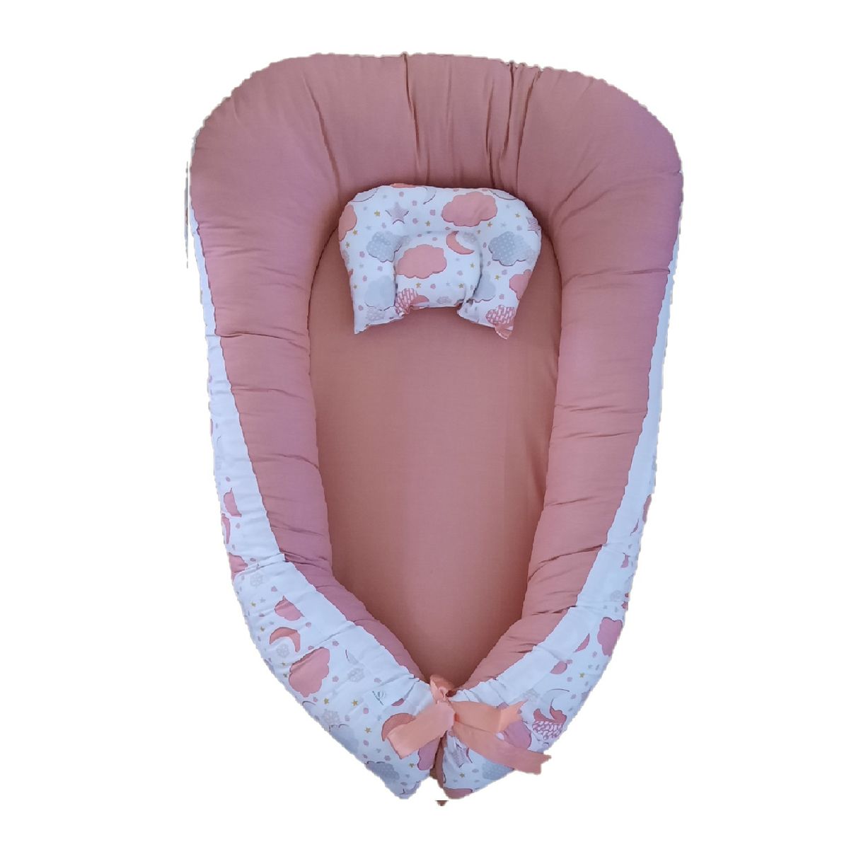 GENERICO - Nido Colecho Blanco Nube y Estrellas con Palo Rosa Liso