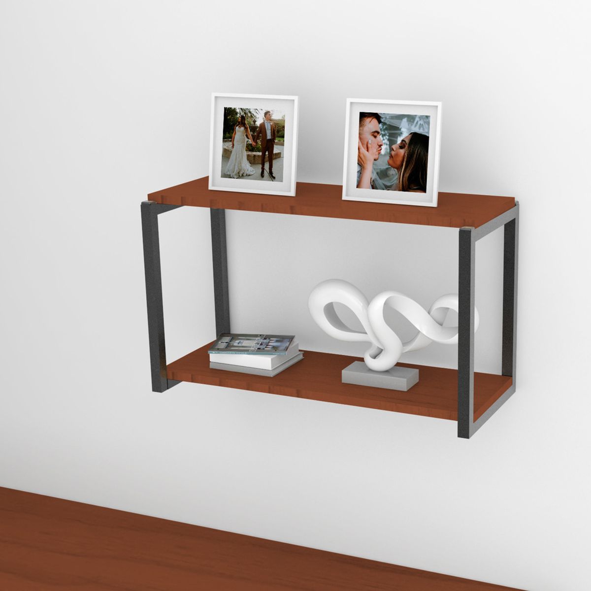 Repisa Flotante Industrial - 2 Tablas 60x24,5x24cm Cafe Brasforma NIA2-6020, marca BRASFORMA - Foto Principal