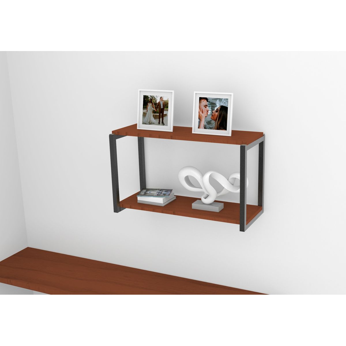 Repisa Flotante Industrial - 2 Tablas 60x24,5x24cm Cafe Brasforma NIA2-6020, marca BRASFORMA - Foto Principal