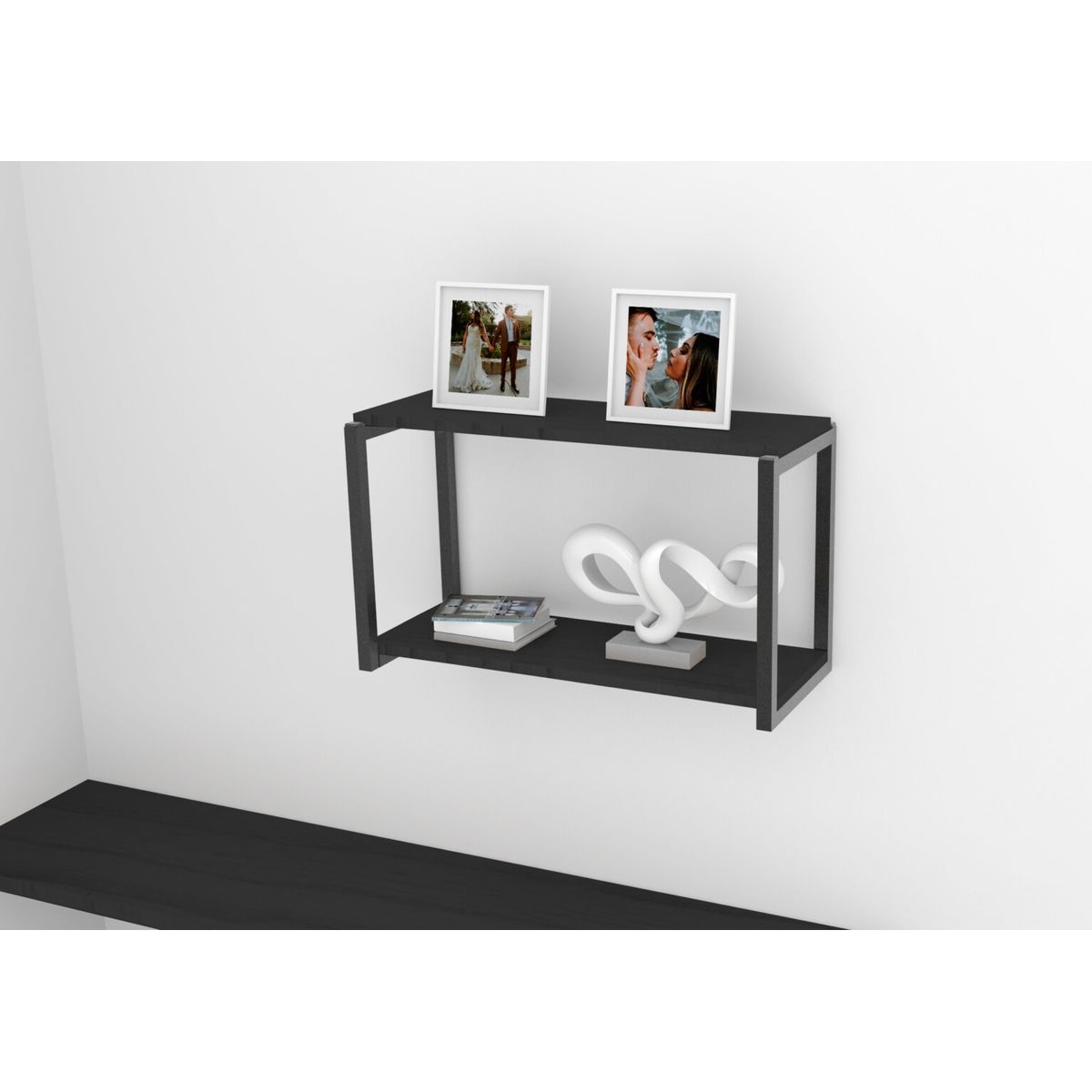 BRASFORMA - REPISA FLOTANTE INDUSTRIAL 2 TABLAS 60x24,5X24cm NEGRO BRASFORMA