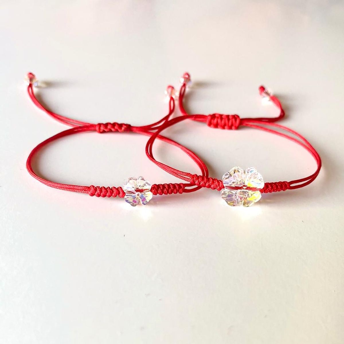 RE FRAN - Pulsera roja mamá e hija trébol cristal