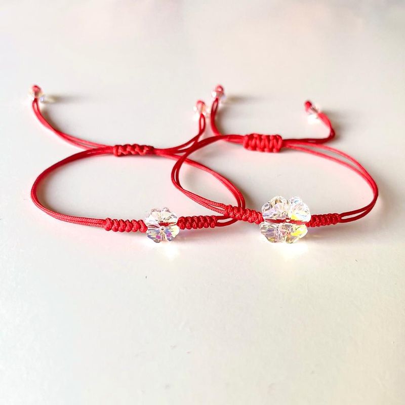 RE FRAN - Pulsera roja mamá e hija trébol cristal