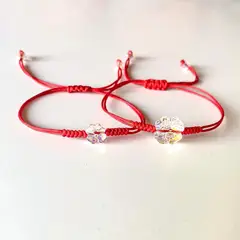 RE FRAN - Pulsera roja mamá e hija trébol cristal