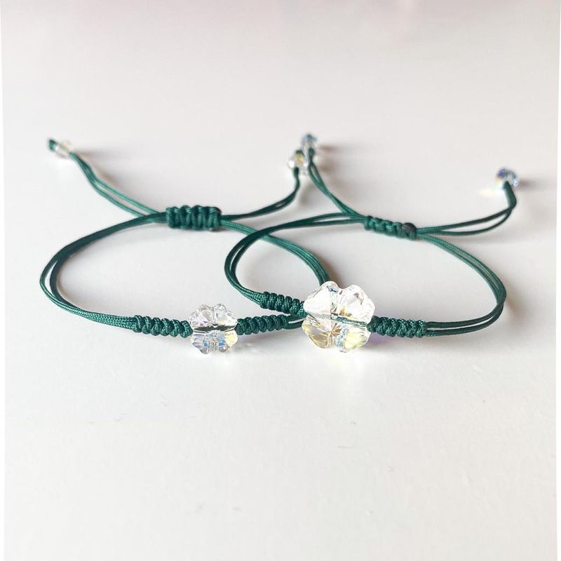 RE FRAN - Pulsera verde mamá e hija trébol cristal