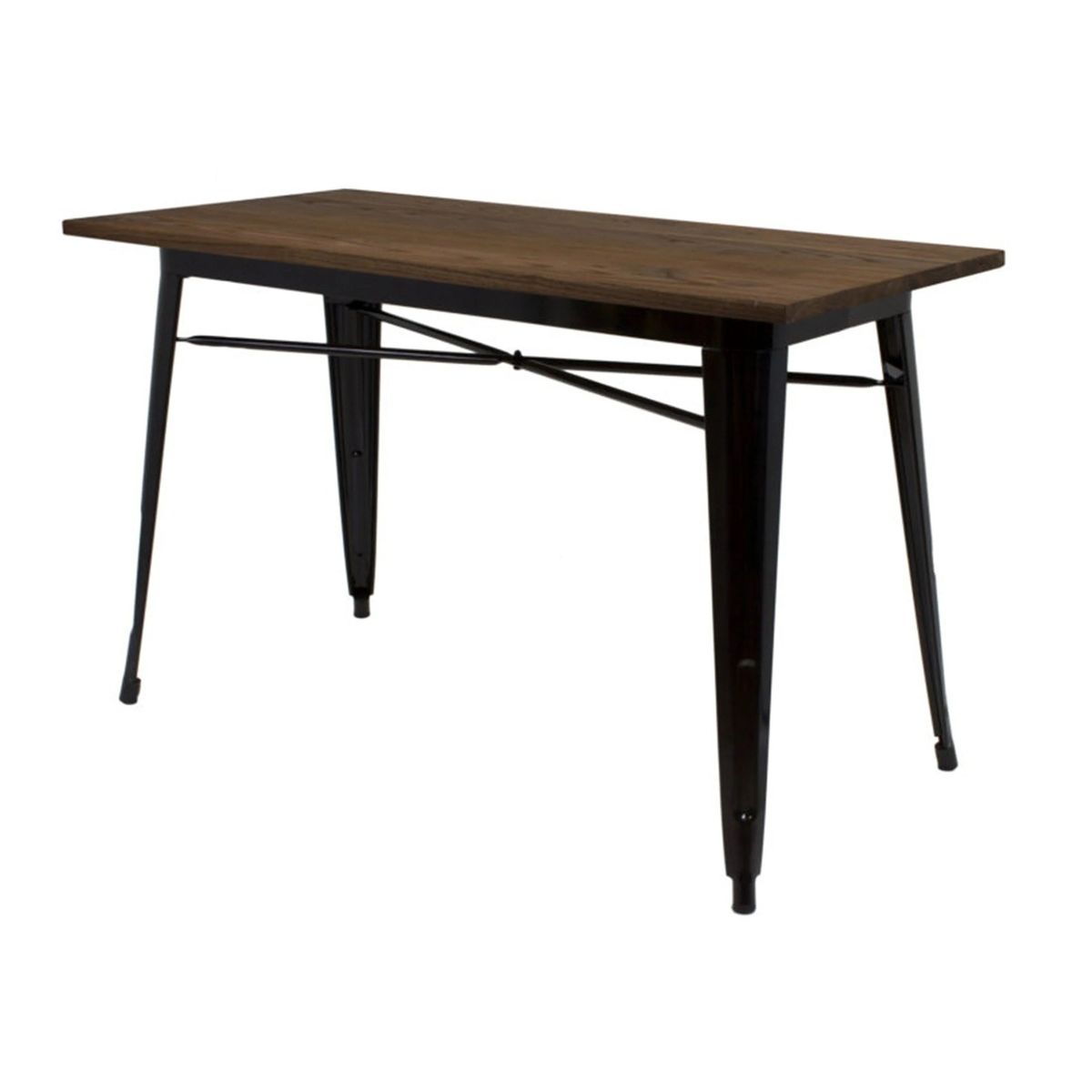 TODODESCUENTO - Mesa Rectangular Tolix 120x60x75 cm Base Madera Oscura-  Negra