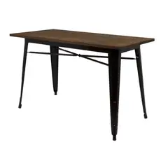 TODODESCUENTO - Mesa Rectangular Tolix 120x60x75 cm Base Madera Oscura- Negra