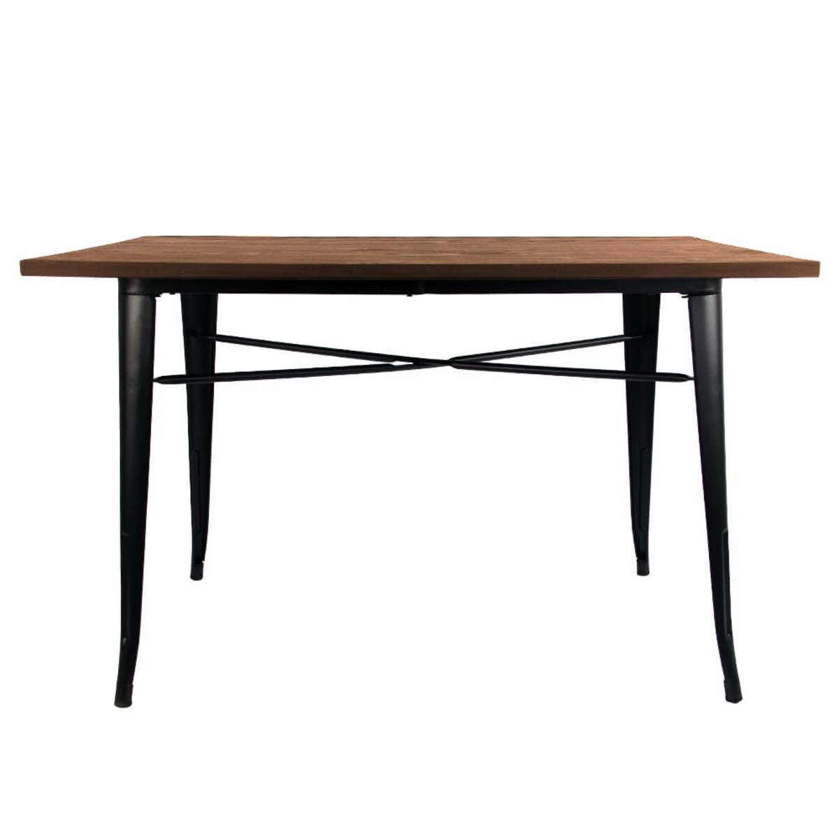 TODODESCUENTO - Mesa Rectangular Tolix 120x60x75 cm Base Madera Oscura-  Negra