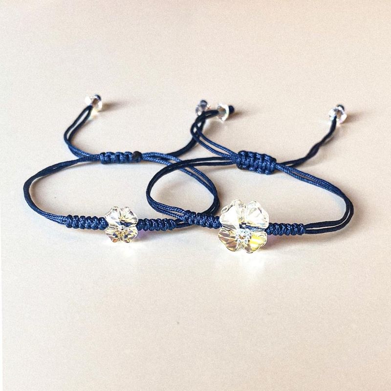 RE FRAN - Pulsera azul mamá e hija trébol cristal