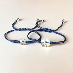 RE FRAN - Pulsera azul mamá e hija trébol cristal