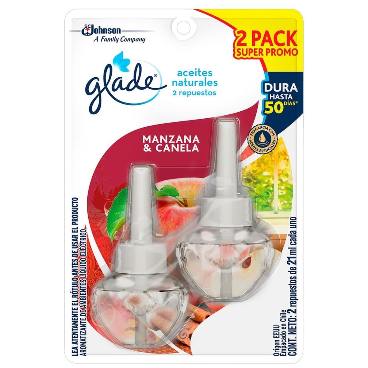 GLADE - Glade Repuesto Aceites Naturales Manzana Y Canela 2un