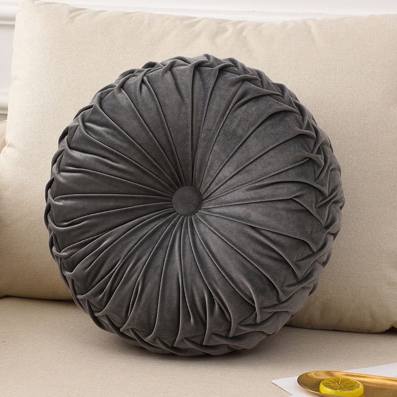 GENERICO - Cojin Redondo Para Decoracion Living Comedor Gris Oscuro.