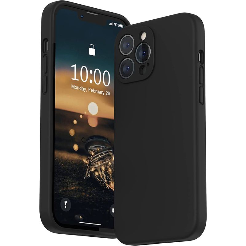 CELLBOX - Carcasa de Silicona con Protector de Cámara para iPhone 12 Pro - Negro