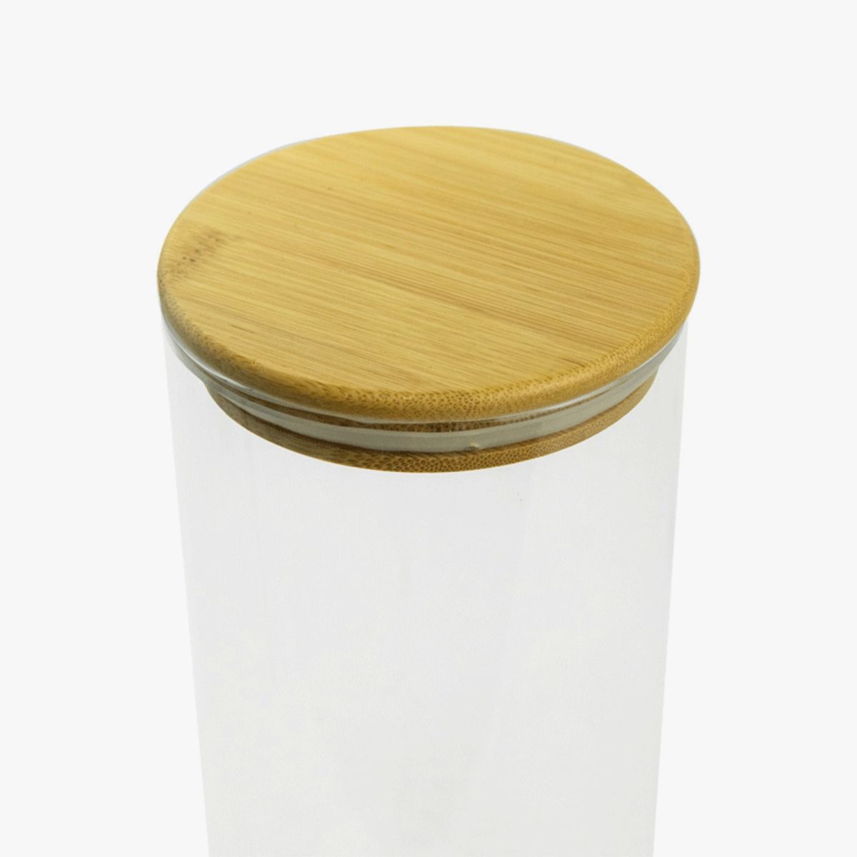 DECO EXPRESS - Frasco Vidrio Tapa Madera 27 Cm