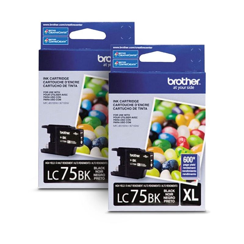 BROTHER - 2 Tintas Brother LC75 NEGROS GENUINOS J280/j425/j625/j591/j6710 Civ