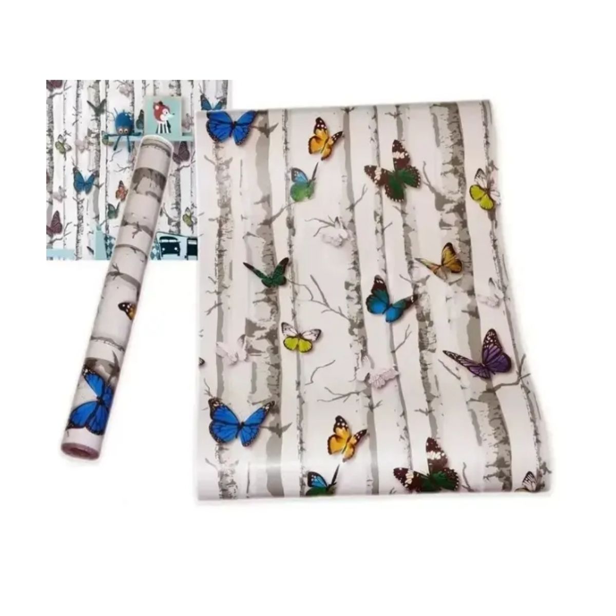 GENERICO - Papel Mural Autoadhesivo Rollo 10mt X 60cm Mariposas Naturaleza.