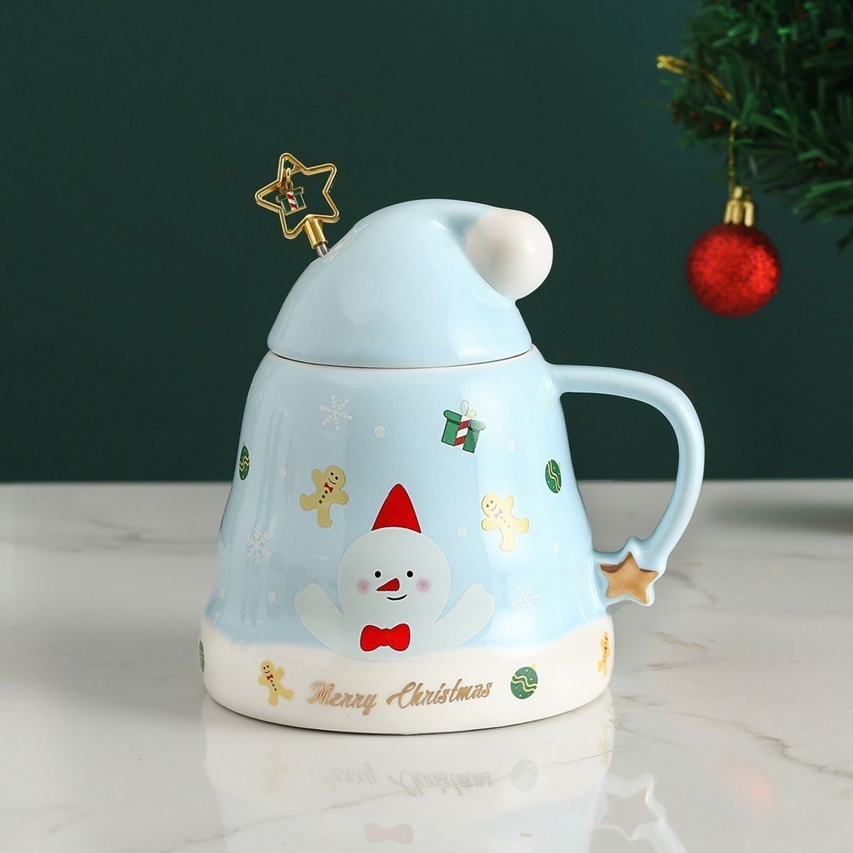 GENERICO - Taza Navidad Mug Gorro Pascuero + Mezclador MK121 D