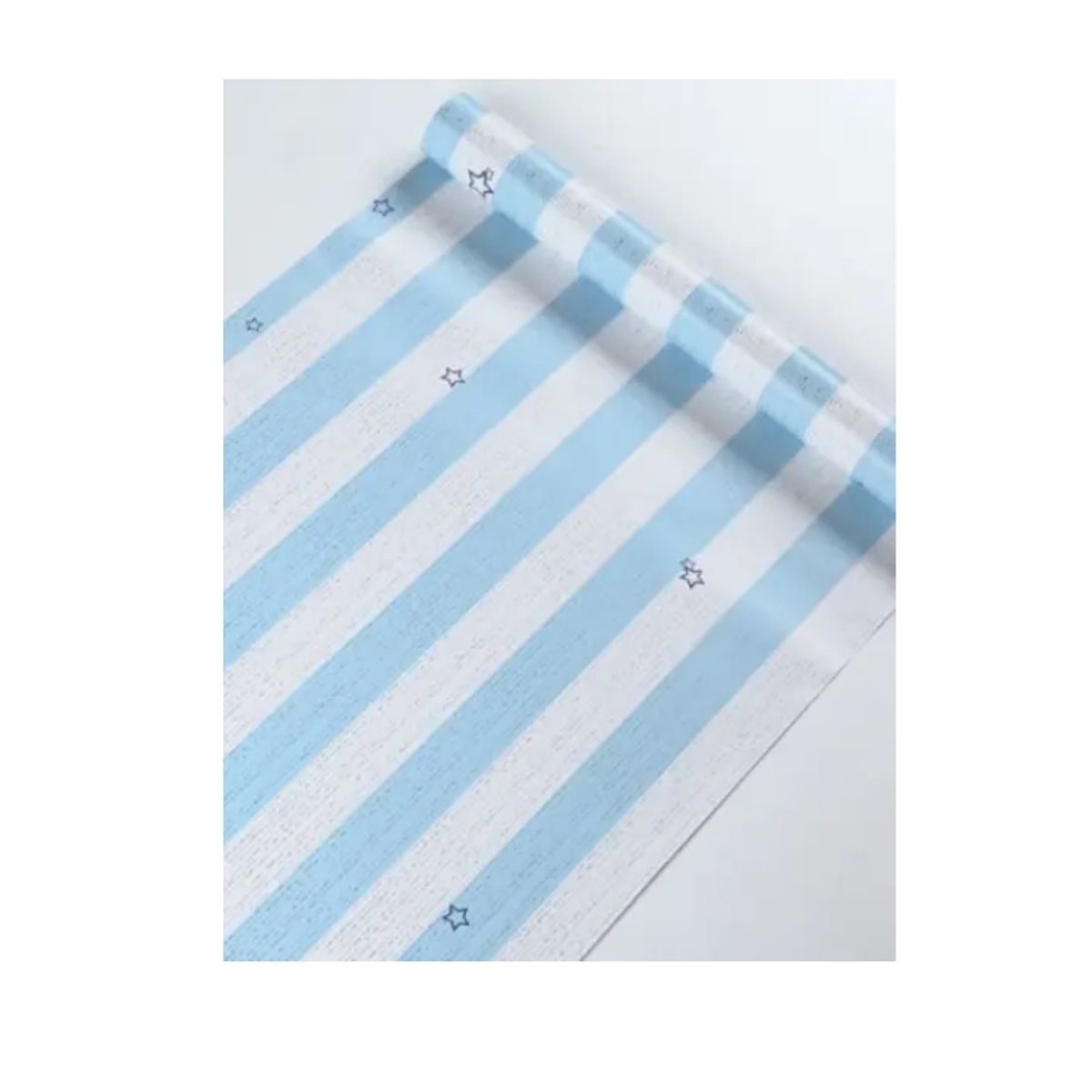 GENERICO - Papel Mural Autoadhesivo Rollo 10mt X 60cm Franjas Celeste Estrella.