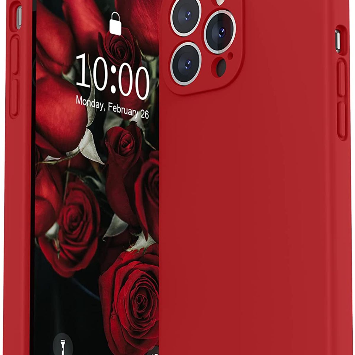 CELLBOX - Carcasa de Silicona con Protector de Cámara para iPhone 12 Pro - Rojo