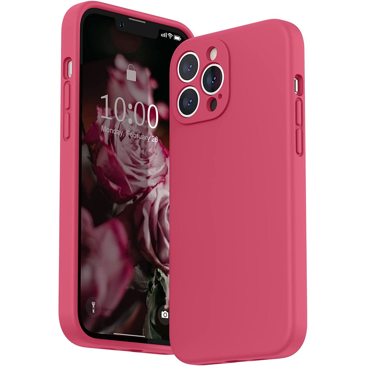 CELLBOX - Carcasa de Silicona con Protector de Cámara para iPhone 12 Pro -Fucsia